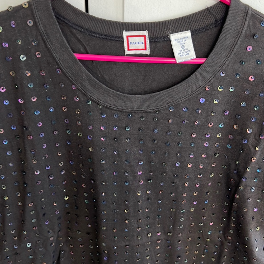 5 For $10 Acer Women's Gray Sequin Tee